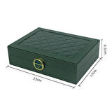 Mücevher Kutusu Organizer Düzenleyici Takı Kutusu Anahtarlı Kolye Küpe Saat Kutusu YEŞİL