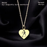 Değişimi ve Dönüşümü Sembolize Eden Kalp Motifli 14 Ayar Altın Plakalı Ekim Kolyesi