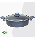 Granit Basık Tencere 28 Cm Cam Kapakl
