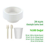 Ekolojik 24 Kişilik Çorba Parti Piknik Sofra Sunum Seti - Çorba Kasesi Bardak Çatal Kaşık Takımı