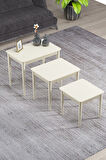 Elegance Krem Mdf Lake Boyalı Tabla Gürgen Ayaklı 3 Lü Zigon Sehpa Takımı Çay Sehpası Servis Sehpası