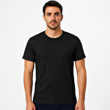 Erkek Siyah %100 Pamuk Regular Kesim Sıfır Yaka Basic Tişört - Company