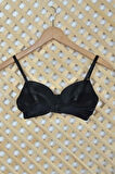 Kadın Siyah Micro Kaplı Kulaksız Dolgulu Destekli Sütyen 7050