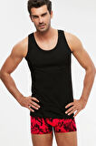 Erkek Penye Atlet 6 Lı Siyah S-3xl %100 Pamuk