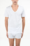 Erkek Beyaz Enrico 2'li V Yaka T-shirt 44ts10011beya