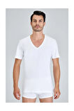 Erkek Beyaz Enrıco V Yaka 2'li T-shirt Atlet