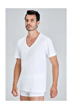 Erkek Beyaz Enrıco V Yaka 2'li T-shirt Atlet