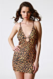 Tegan TP100782 Leopar Baskılı Alımlı Elbise