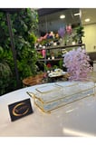 ARS Paşabahçe Elysia Yaldızlı Kare Kase Metal Gold Standlı 3'lü Çerezlik,Şekerlik,Sunumluk,Tabak
