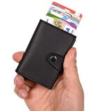 RFID Korumalı Para Bölmeli Mekanizmalı Deri Cüzdan Kartlık