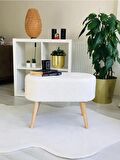 Gürgen Ahşap Ayak welsoft Kumaş Oval Pufidik Puf Bench Tabure Sandalye