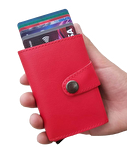 Hakiki Deri RFID Korumalı Mekanizmalı otomatik Cüzdan Kartlık
