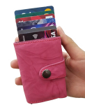 Hakiki Deri RFID Korumalı Mekanizmalı otomatik Cüzdan Kartlık