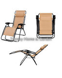 Bej Yatabilen, Ayarlanabilir Pozisyonlu, Katlanabilir Zero Gravity Şezlong, Kamp Sandalyesi, Düz Desen