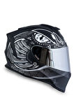 Dinamo Fighter MatSiyah-Titanium-Beyaz Kask
