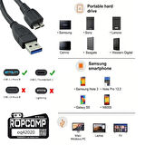 Ropcomp USB Micro-B Superspeed Data Kablosu USB 3.0 20cm