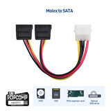 Ropcomp 4-Pin Molex Erkek - 15-Pin SATA Güç Dönüştürücü ve Çoklayıcı Kablo