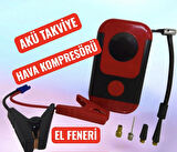 Taşınabilir Çantalı Araç Akü Şarj Takviyeli Göstergeli Işıklı Hava Kompresörü 8000Mah Powerbank