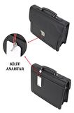 Case Club Kilit Mekanizmalı Evrak Çantası Omuz Askılı 15,6" inç Laptop Bölmeli Dosya Uyumlu