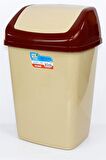 Polytime Sallanır Kapak Ofis Banyo Mutfak Bahçe Çöp Kutusu Kovası / 50 Litre / Krem / 68 x 41 x 33 Cm.