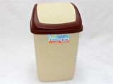 Polytime Sallanır Kapak Ofis Banyo Mutfak Bahçe Çöp Kutusu Kovası / 50 Litre / Krem / 68 x 41 x 33 Cm.
