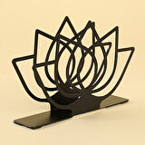 Loren Home Lotus Siyah Metal Peçetelik
