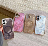 ELMALI STORE iPhone 15 Pro Kılıf Magsafe Buzul Hologram Tam Koruma Case