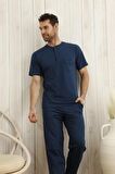 Kly Midi Yaka 3'Lü Erkek Pijama Şort Takım 