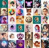 36 Adet Kız Çocuk Sticker Etiket Yapıştırma Defter Masa Dolap 