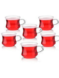 6 Adet Isıya Dayanıklı Termisil Borosilikat Ince Cam Kupa Çay Coffee Bardağı 0.22ml Kulplu Kupa