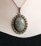 Doğal Taş Labradorit Doğal Taşlı Otantik Kadın Kolye 45 Cm Zincirli euk13lbt