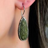 Doğal Taş Zebercet (Peridot) Taşı Kadın Doğal Taşlı Küpe Rodyum euku2zr