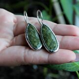 Doğal Taş Zebercet (Peridot) Taşı Kadın Doğal Taşlı Küpe Rodyum euku2zr