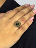 Doğal Taş Oniks Doğal Taşlı Antik Model Kadın Ayarlanabillir Yüzük euy74o