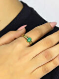 Doğal Taş Yeşil Akik Doğal Taşlı Antik Model Kadın Ayarlanabillir Yüzük euy81ya