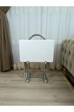 Çanta Zigon Sehpa,4'lü Sehpa, Servis Sehpası, Mdf Mebran Sehpa, Beyaz Sehpa, Katlanır Sehpa