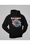 Stay In Balance Fish Yazılı Unisex Oversize Hoodie