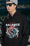 Stay In Balance Fish Yazılı Unisex Oversize Hoodie