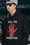 Kill The Monsters Baskılı Unisex Oversize Hoodie