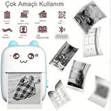 Taşınabilir Portatif Mini Cep Yazıcı Bluetooth Bağlantılı Telefon Bilgisayar Ve Tablet Uyumlu Mavi