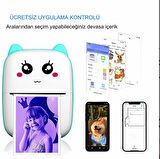 Taşınabilir Portatif Mini Cep Yazıcı Bluetooth Bağlantılı Telefon Bilgisayar Ve Tablet Uyumlu Mavi