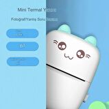 Taşınabilir Portatif Mini Cep Yazıcı Bluetooth Bağlantılı Telefon Bilgisayar Ve Tablet Uyumlu Mavi