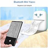 Taşınabilir Portatif Mini Cep Yazıcı Bluetooth Bağlantılı Telefon Bilgisayar Ve Tablet Uyumlu Mavi