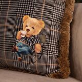 Adawall Kareli Picniker Teddy Dekoratif Kırlent