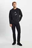 Pamuklu Standart Fit Normal Kesim Bisiklet Yaka Baskılı Sweatshirt