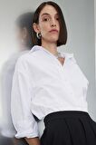 Oversize Fit Gömlek Yaka Basic Düz Oxford Uzun Kollu Gömlek