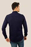 Lacivert Slimfit Gerçek Kot Erkek Gömlek
