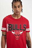 DeFactoFit NBA Chicago Bulls Standart Fit Bisiklet Yaka Kısa Kollu Tişört A1995AX24SMRD296