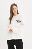 DeFacto Oversize Geniş Kalıp Bisiklet Yaka Sırt Baskılı Kalın Kumaş Sweatshirt E4934AX25SPWT32