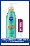 Nivea Derma Skin Sivilce Karşıtı Yüz Temizleme Jeli 150ml ve Nemlendirici Böğürtlen Dudak Bakım Kremi 4,8g